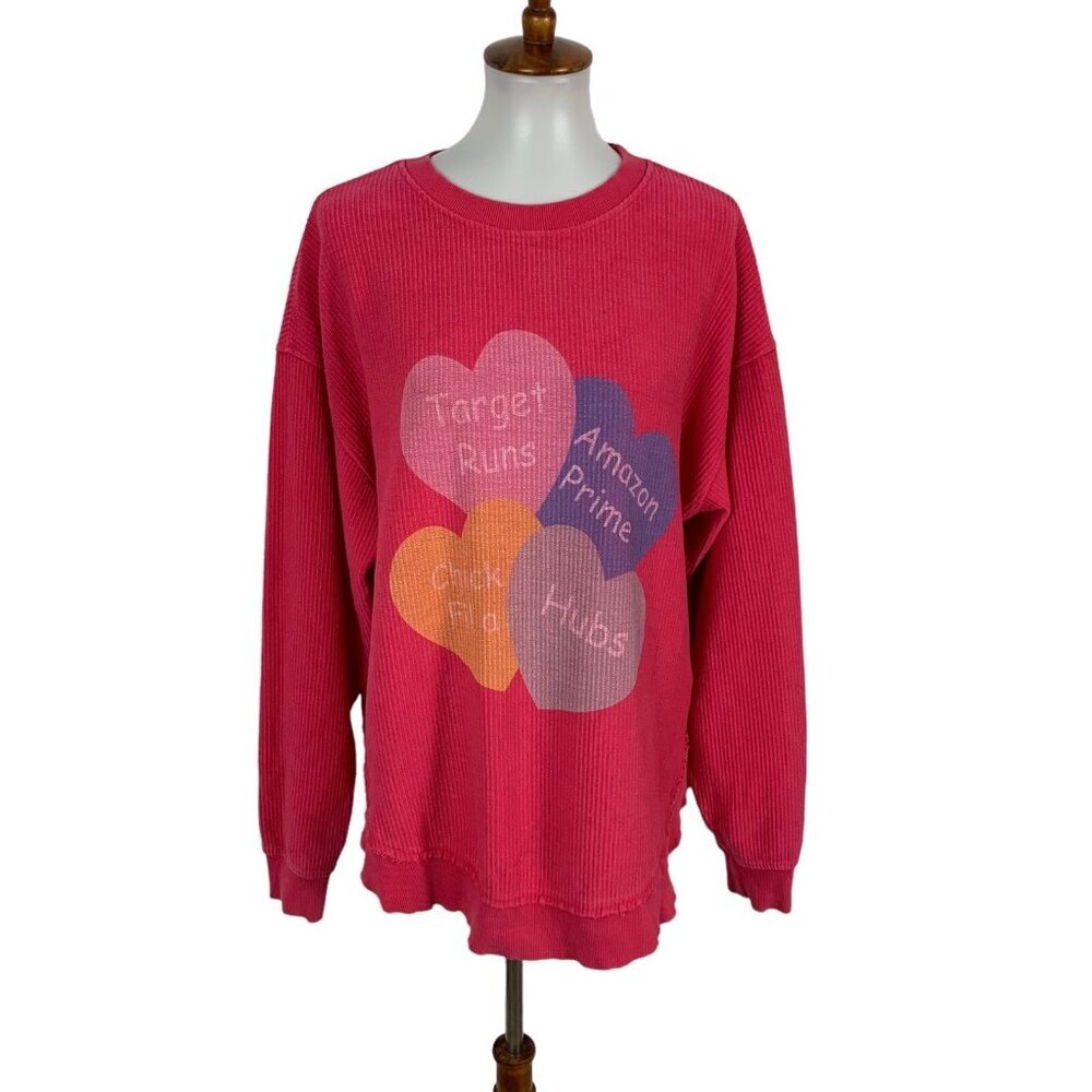 Moon Ryder Sweater Large Pink Graphic Pullover Sweatshirt Y2K Streetwear‎